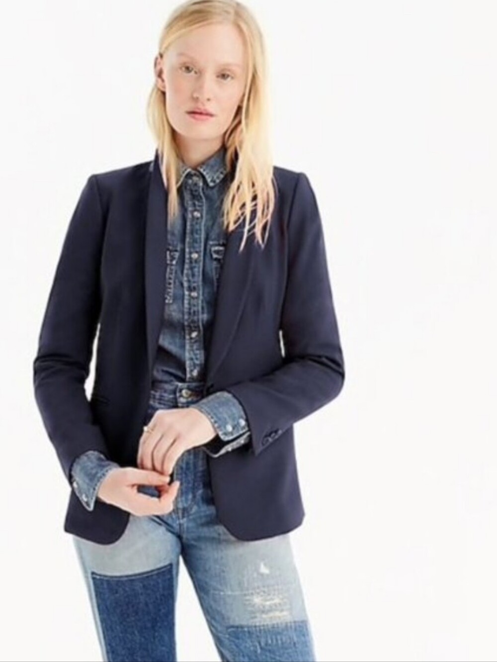 J. Crew Womens Wool Blend Parke Blazer Navy Blue Size 6 Pteppy Academia  G7726